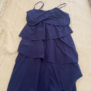 Navy blue ruffled maxi dress